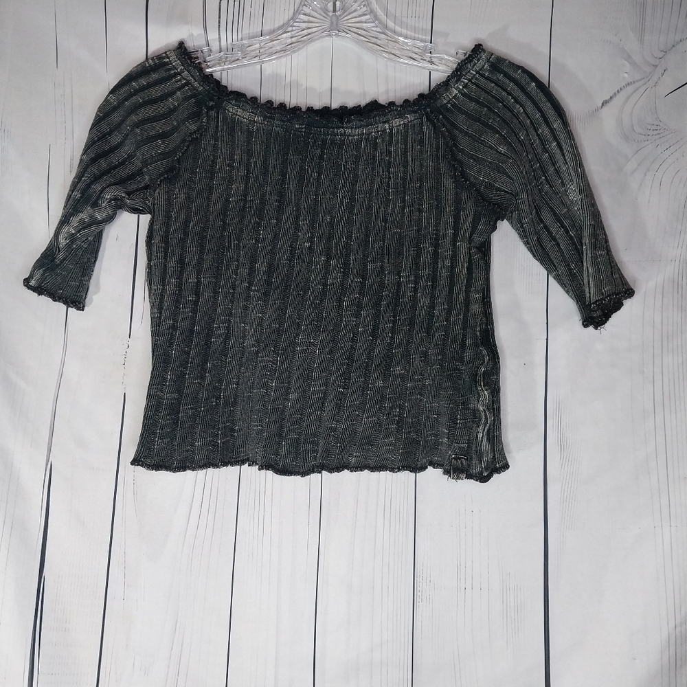 We The Free Meant to Be Ribbed Knit Short Sleeve Cropped Top Cotton Size S